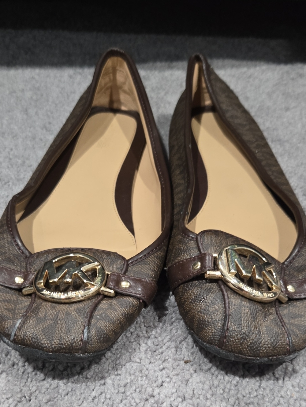Michael Kors Brown Logo MK Chain Ballet Flats